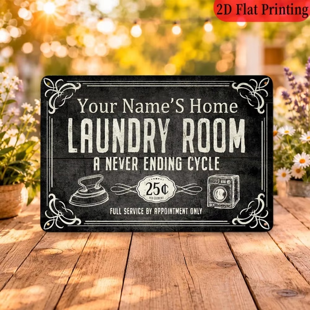 Laundry - Placa de Lavanderia Personalizada com Nome,
