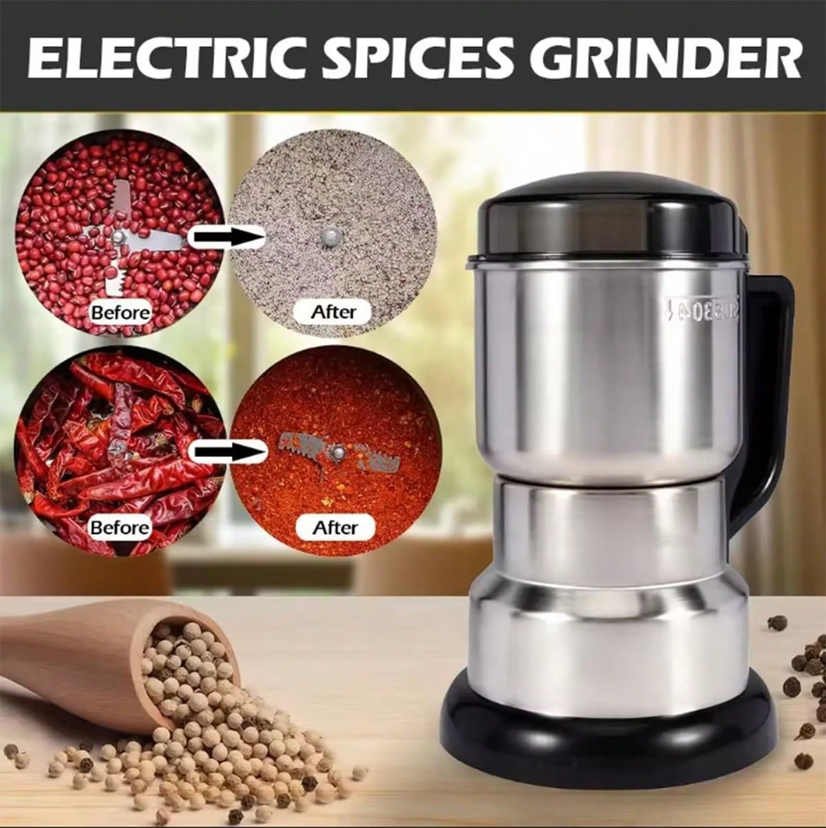 Coffee Bean Grinder Electric - Moedor de café, motor potente de