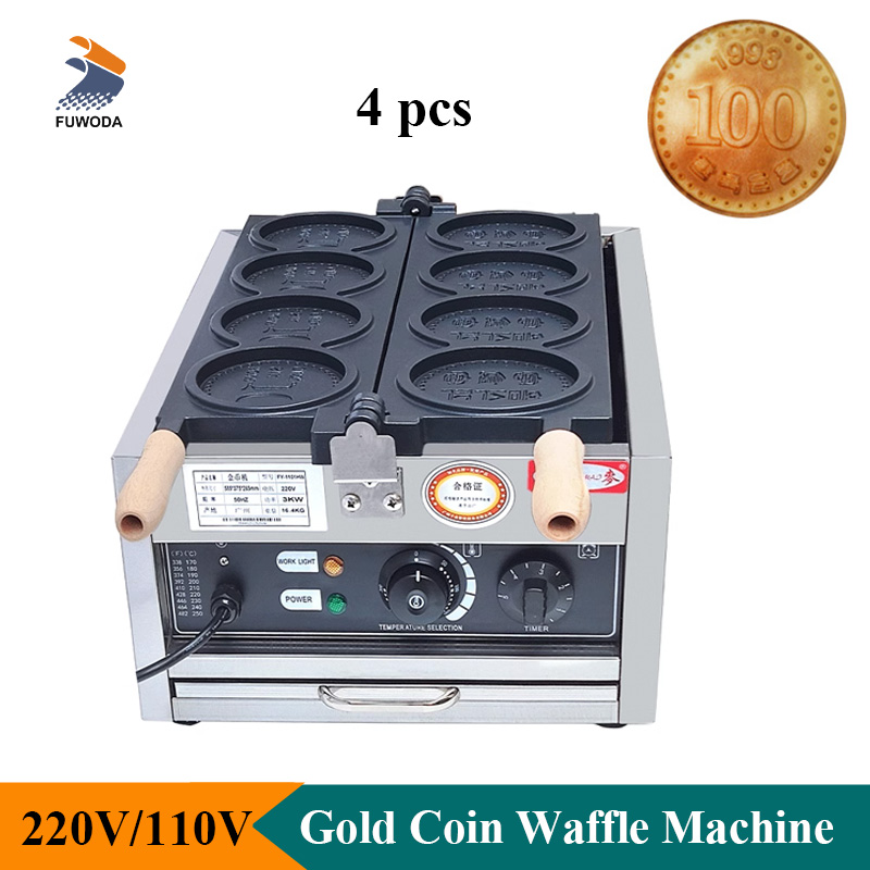 Mini Waffle Maker Machine - 4 pçs pequena moeda de ouro
